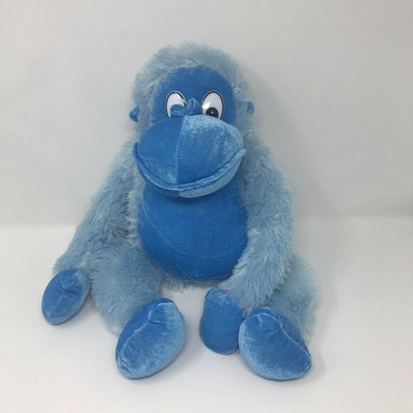 Sky Blue Fluffy Gorilla Chimp Ape Plush Stuffed Animal Soft Toy Medium - Picture 1 of 5